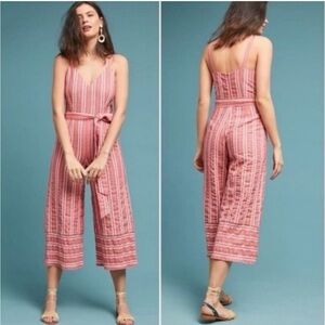 Lost + Wander Robin Striped Jumpsuit Red & White Size Medium